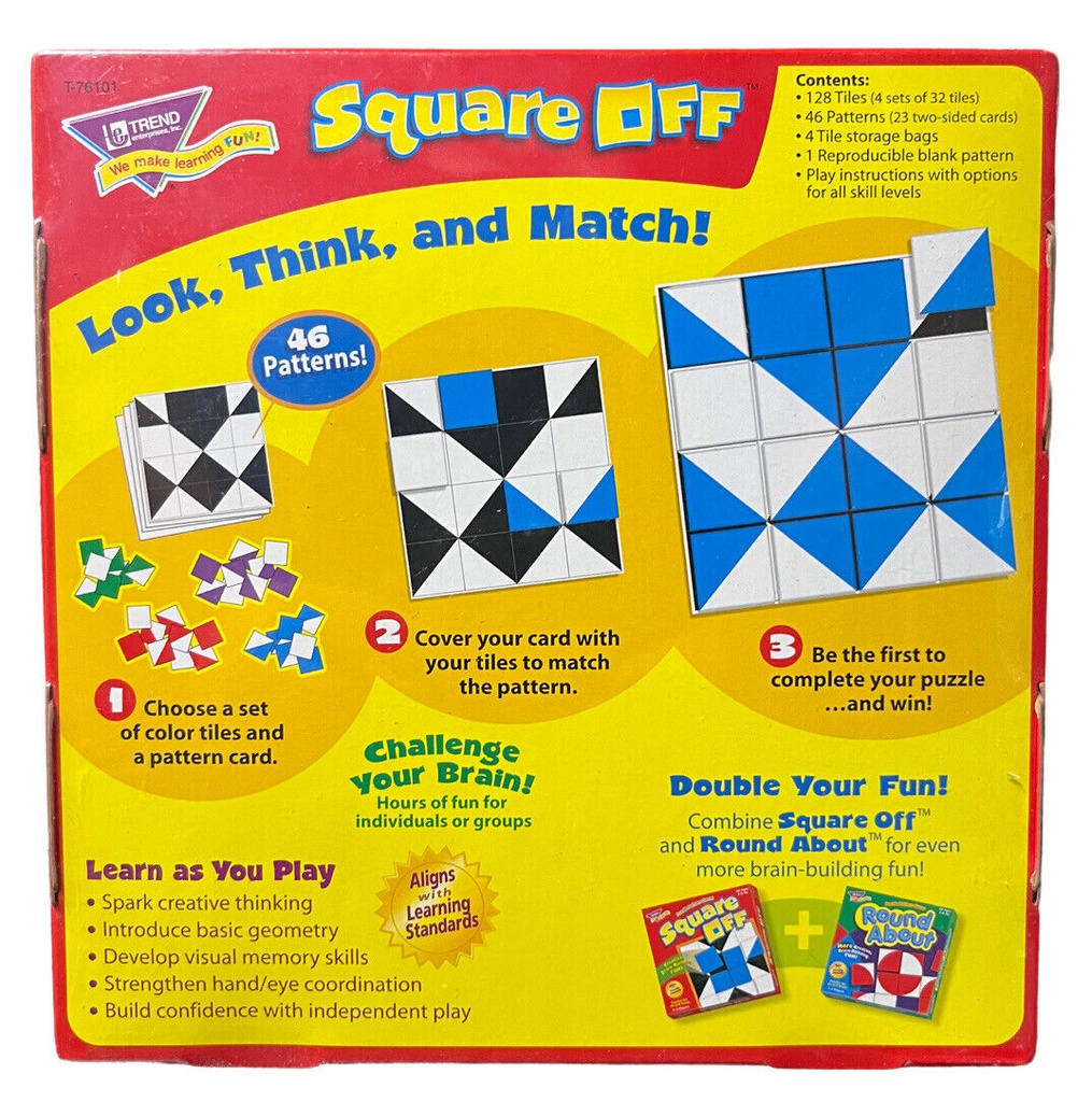 SQUARE OFF Puzzle Pattern GAME  AGE 6+