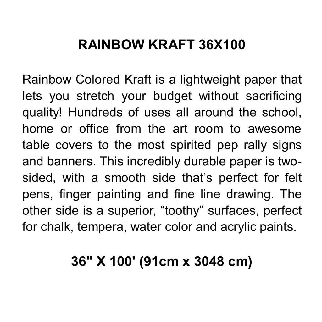 RAINBOW KRAFT 36&quot; x 100' (91.4cm x 30.5m) BLACK