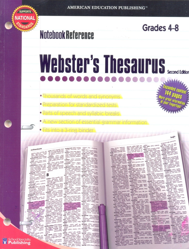 Notebook Reference Webster's Thesaurus