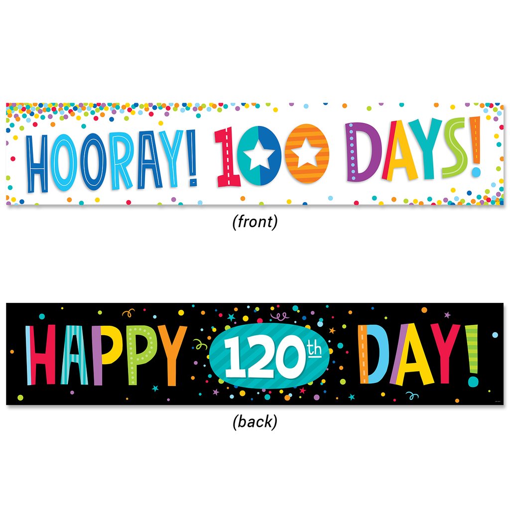100TH AND 120TH DAY BANNER 1 double sided 39&quot;x8&quot;(99.06cmx20.32cm)