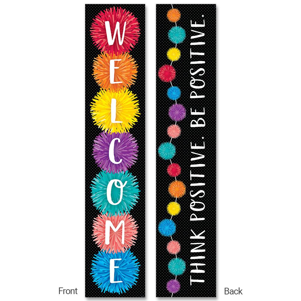 POM-POMS (WELCOME/THINK POSITIVE. BE POSITIVE) BANNER 39''x8''(99.06cmx20.3cm)