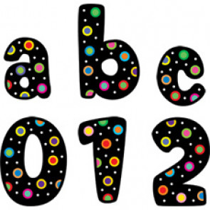Poppin' Patterns Dots on Black Lowercase Sticker Letters (155 stickers)