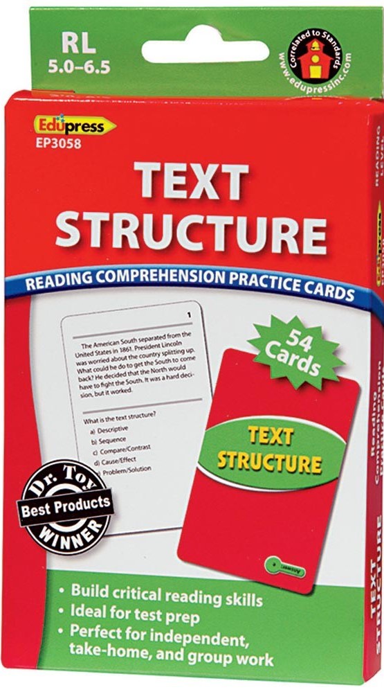 Reading Comprehension Practice Cards Text Structure, (Green Level)54 Cards