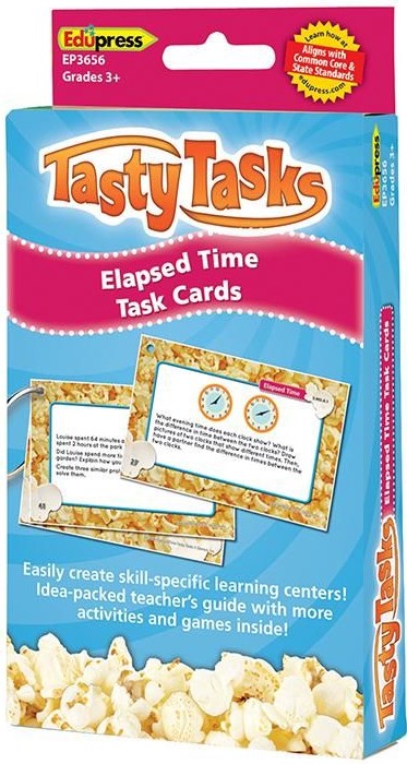 Elapsed Time Tasty Task Cards GR.3+ (48 double sided cards) 96 Practice  Question