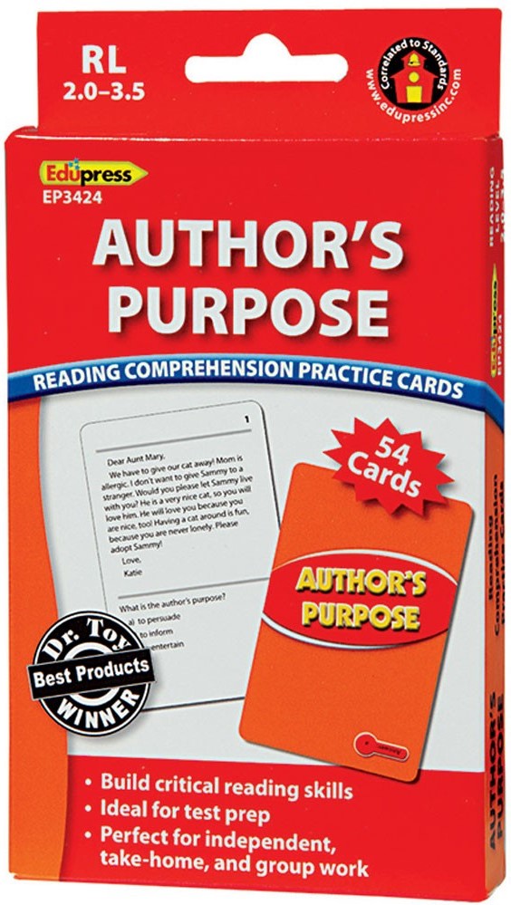 Reading Comprehension Practice Cards: Author’s Purpose (Red Level) 54 Cards