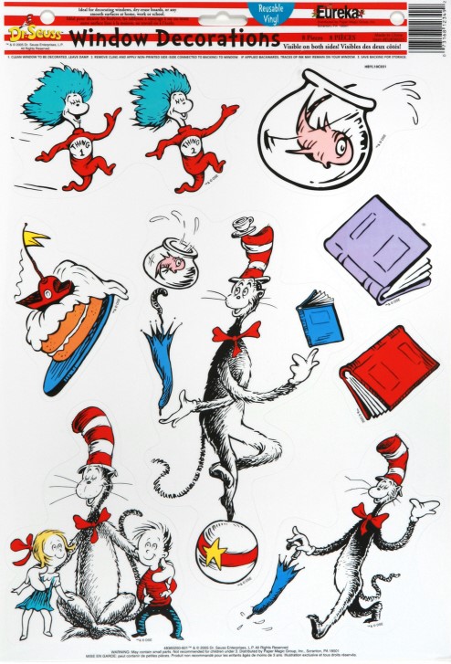 CAT IN THE HAT CHARACTERS 12''X17''(30.4cmx43.8cm) WINDOW CLINGS