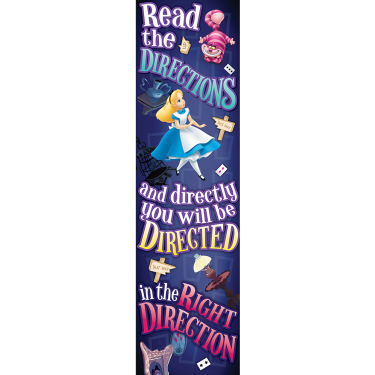 ALICE IN WONDERLAND RIGHT DIRECTION VERTICAL BANNER (4 foot long)