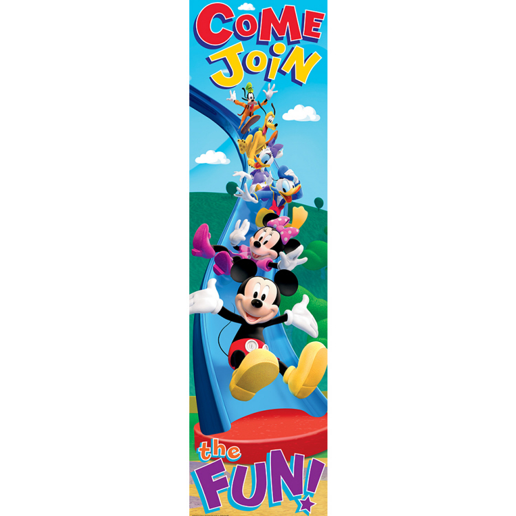MICKEY MOUSE CLUBHOUSE COME JOIN THE FUN VERTICAL BANNER 45''x12''(114.3cmx30.4cm)