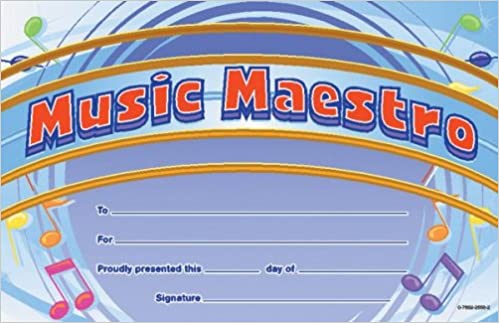 MUSIC MAESTRO PAT-ON-THE-BACK Awards Certificate (13.9cm x 21.5cm)  (30 pcs)