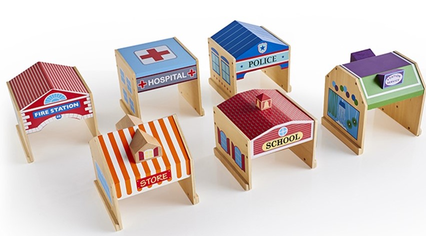 Community Buildings: Set of 6 Wooden Toys