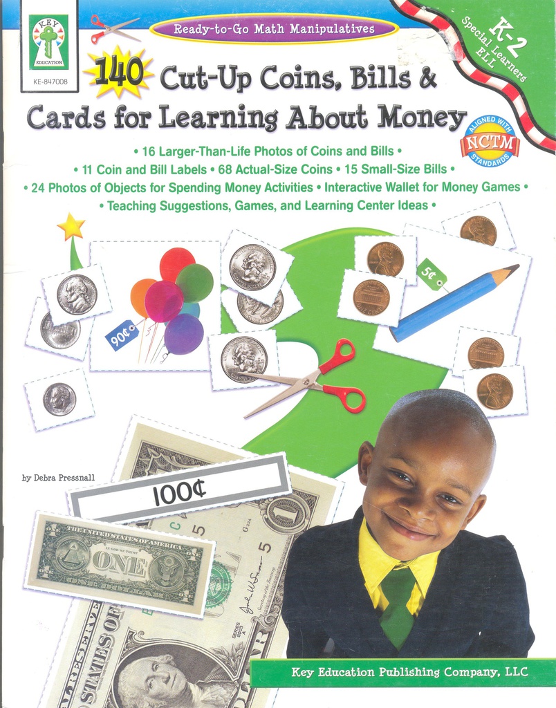 140 Cut-Up Coins, Bills &amp; Cards Ready-to-Go Math Manipulatives