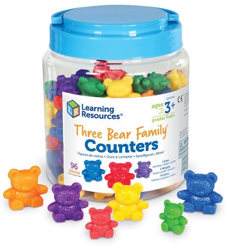 Three Bear Family Rainbow Counters, (Set of 96)