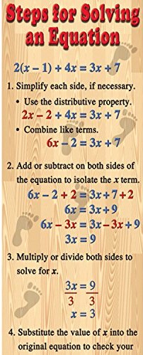 Algebra: Solving Equations Colossal Poster Middle Upper Grades (5.5ft=167.6cm)