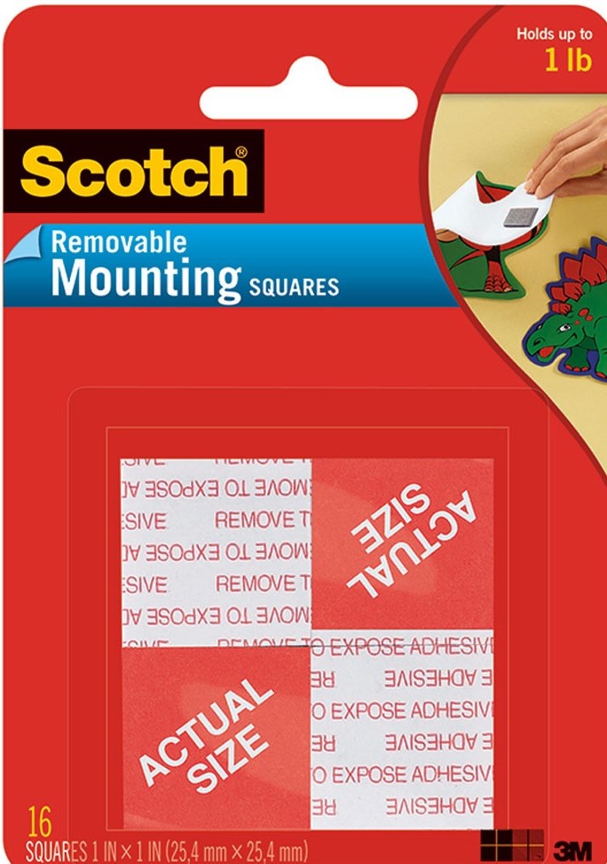 MOUNTING SQUARES REMOVABLE (1''=2.5cm) 16/ PK