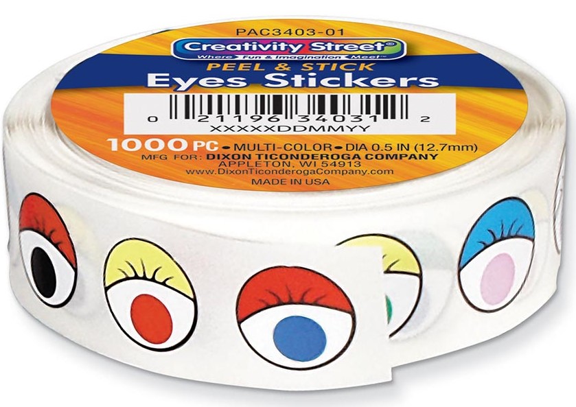 Eyes Stickers on roll – Multicolor 1000pcs