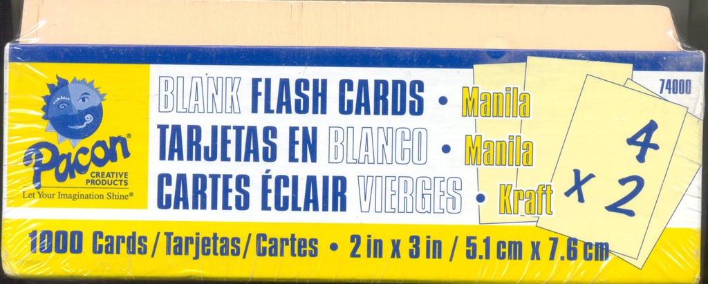 FLASH CARDS BLANK 5.1cm.x 7.6cm  (1000CT)
