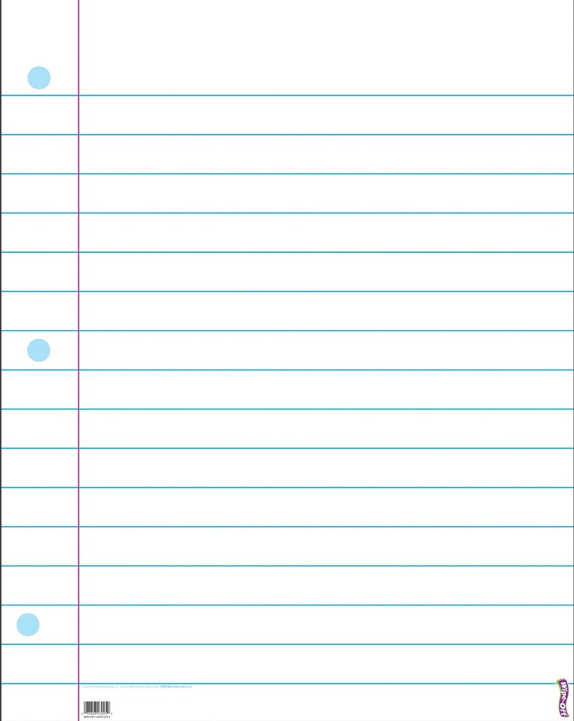 Notebook Paper Wipe-off Chart 22''x28''(55cmx71cm)