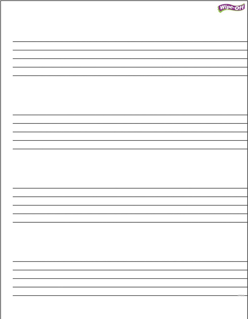 Music Staff Paper 17&quot;x22&quot; (43cm x 56cm) WIPE-OFF
