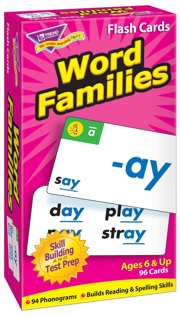Word Families Flash Cards Two-sided (96cards)
