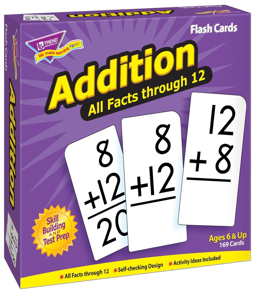 Addition 0-12 All Facts Flash Cards (169 cards)