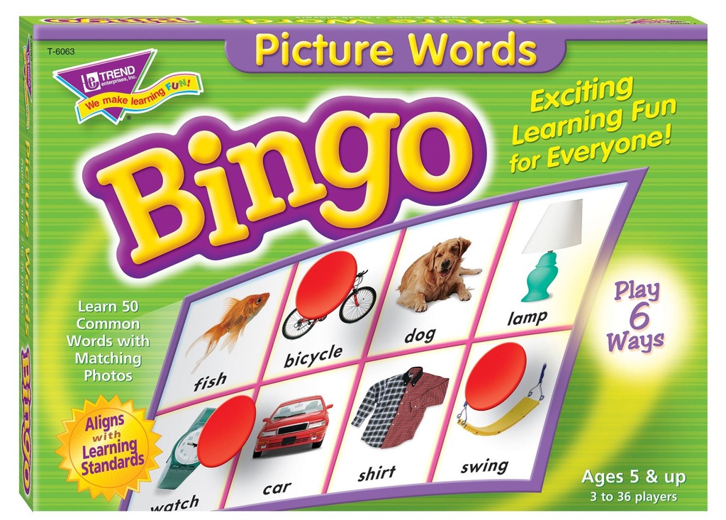 Picture Words Bingo (50 common words)