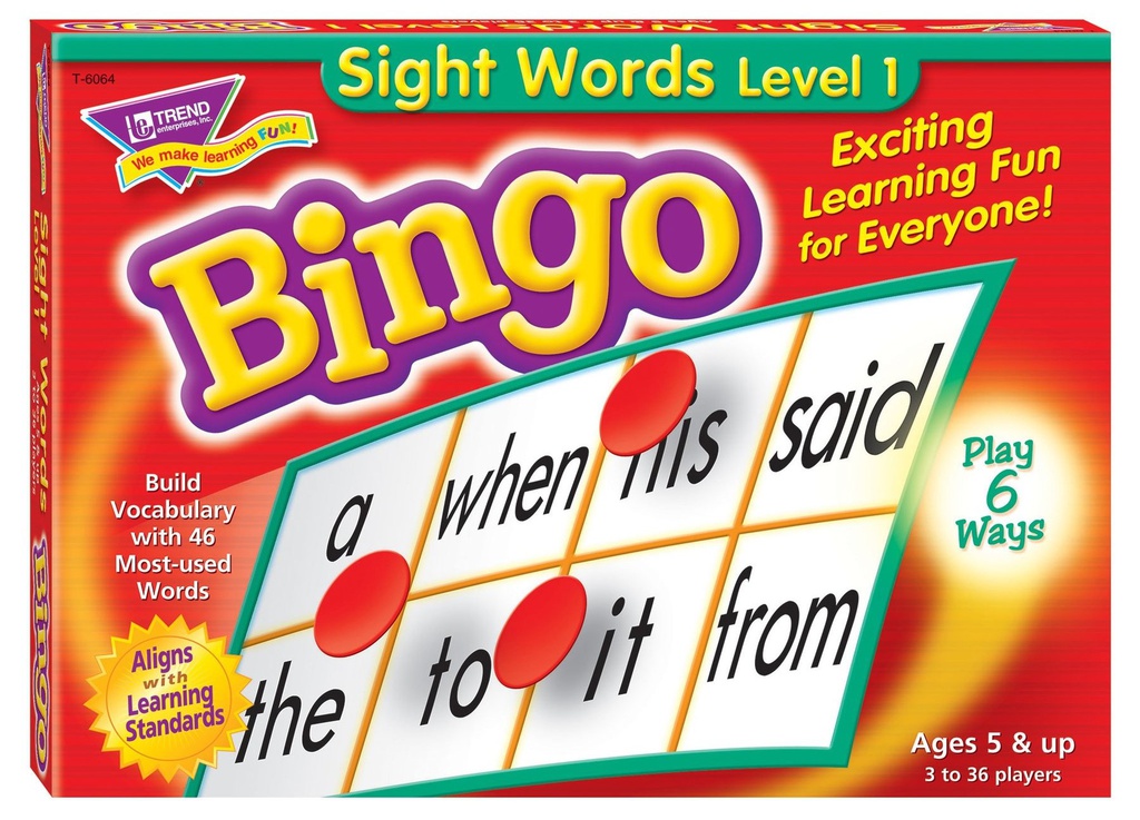 Sight Words Level 1 Bingo (36cards)