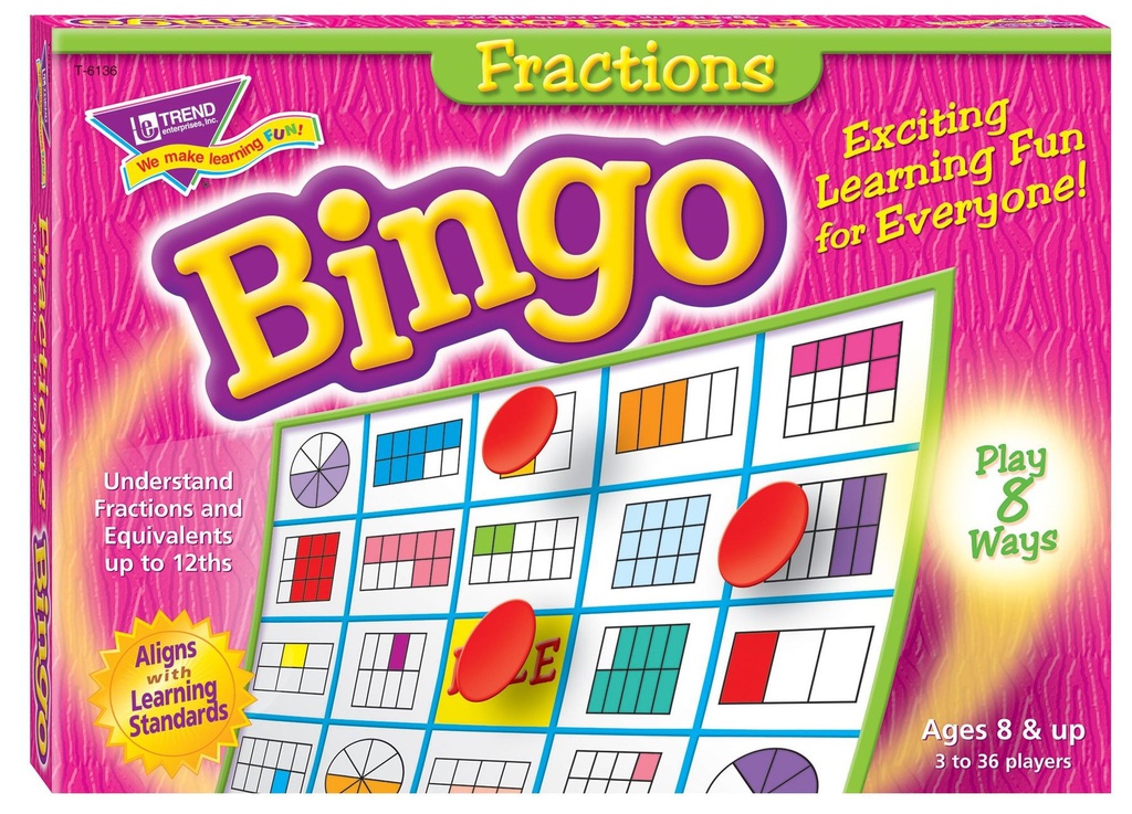Fractions Bingo Ages 8 &amp; up (3 to 36players)