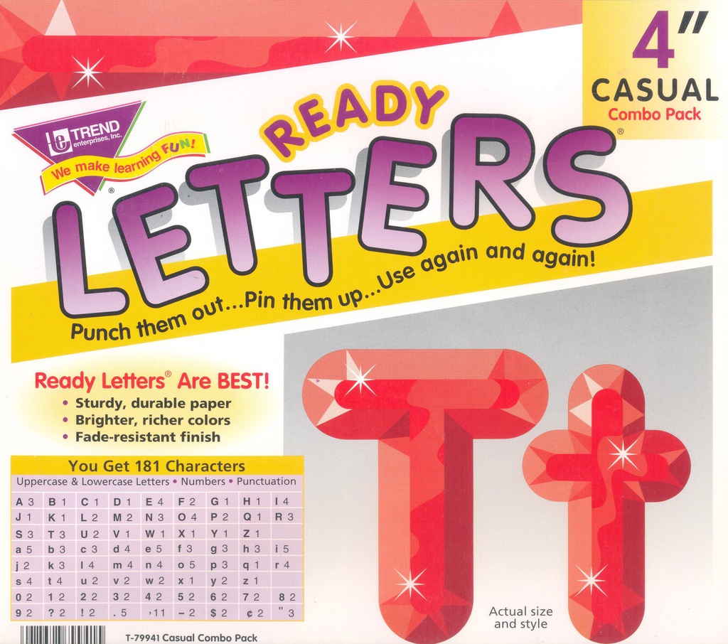 Red Gems 4&quot; Casual Uppercase/Lowercase Combo 25cm x 23cm(181 characters)
