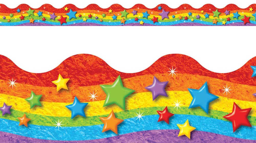 Rainbow &amp; Stars Borders 39' x 2.25&quot; (11.9m x 5.7cm)