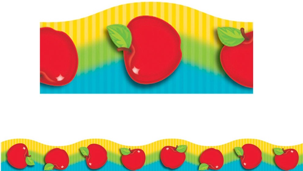 Shiny Red Apples Borders  2.25&quot;x 39&quot; (5.7cm x 99cm) 39ft  (12 strips)