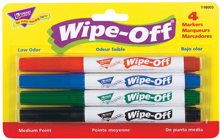 Standard Colors WIPE-OFF MARKERS 4 pcs