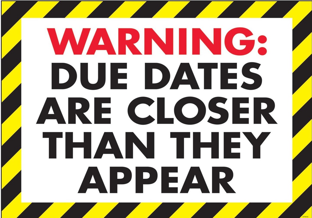 Warning: Due dates are closer than they appear. Poster (48cmx33.5cm)