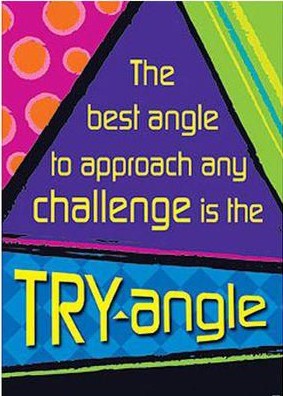The best angle to approach any challenge is the Try angle.Poster (48cm.x 33.5cm)