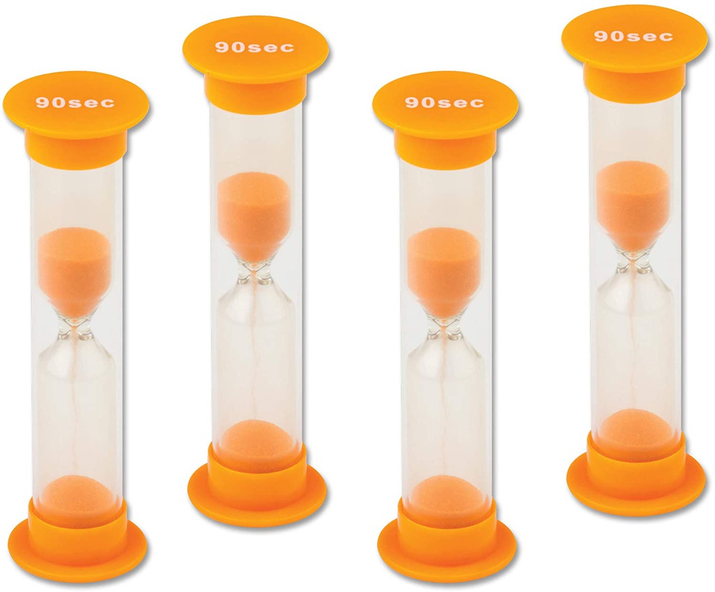 Sand Timers - Small 90 Second (4/pack) ( 1” x 3.5”)(2.5cmx8.8cm)