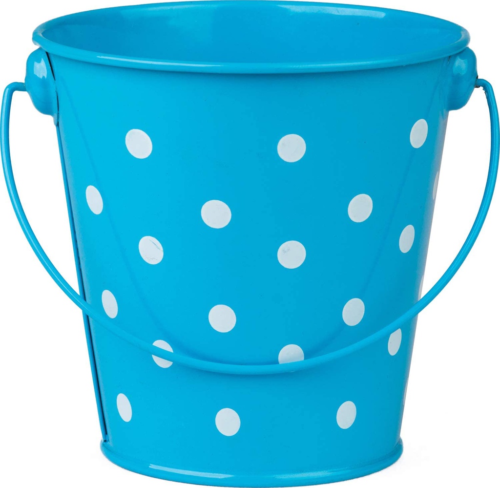 Aqua Polka Dots Bucket (4.1''=10.4cm)