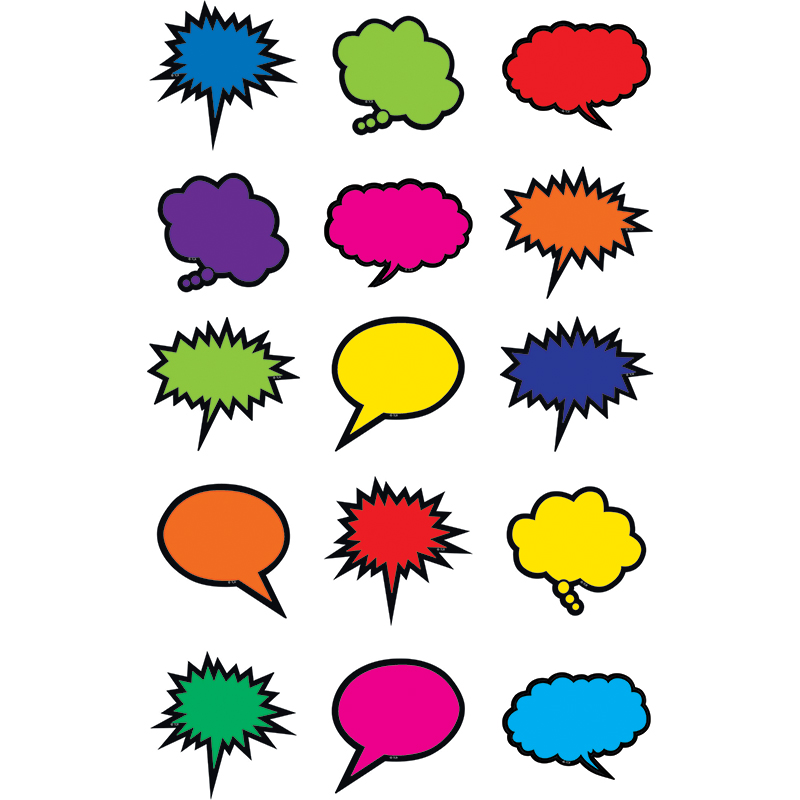 Colorful Speech/Thought Bubbles Mini Accents ( 36 pcs) (Approx 2.6” x 2.6'')(6.6cmx6.6cm)