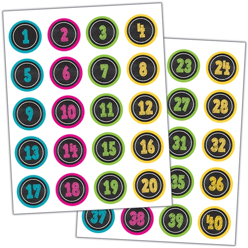 Chalkboard Brights Numbers Stickers (120stickers)
