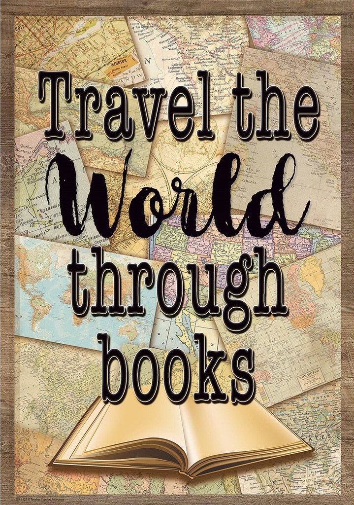 Travel the World Through Books Positive Poster 13.3''x19''(33.7cmx48.2cm)