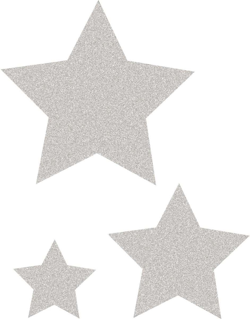 Silver Glitz Stars Accents - Assorted Sizes  (15.2cm) 6&quot;, (11.4cm) 4.5&quot;, (6.6cm) 2.6