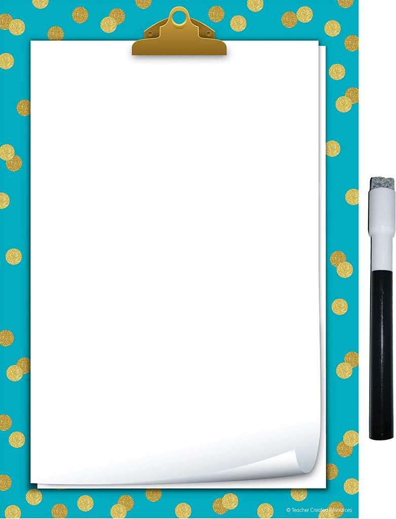 Clingy Thingies: Teal Confetti Small Note Sheet w/dry erase pen (17.7cm x 25.4cm) Blank note sheet