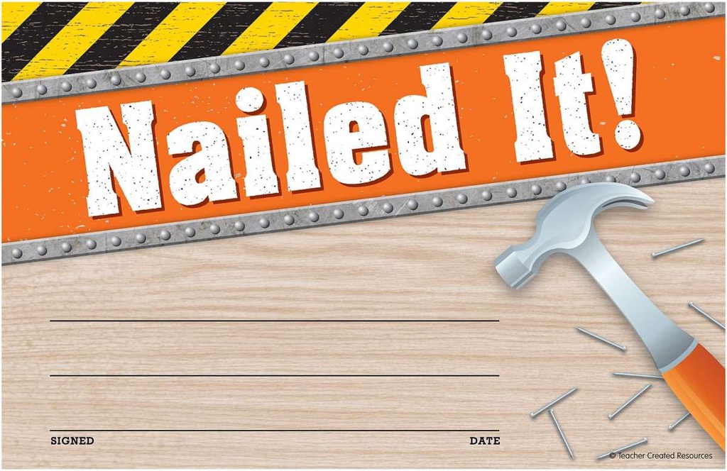Under Construction Nailed It Awards (21.5cmx13.9cm)(25pcs)