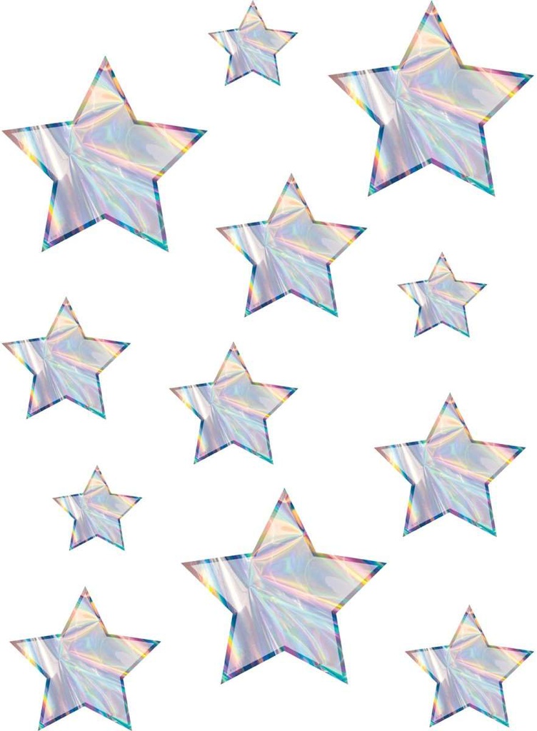 Iridescent Stars Accents - Assorted Sizes  (15.2cm) 6&quot;, (10.1cm) 4&quot;, (8.8cm) 3.5&quot;, (6.3cm) 2.5&quot;(60pcs)