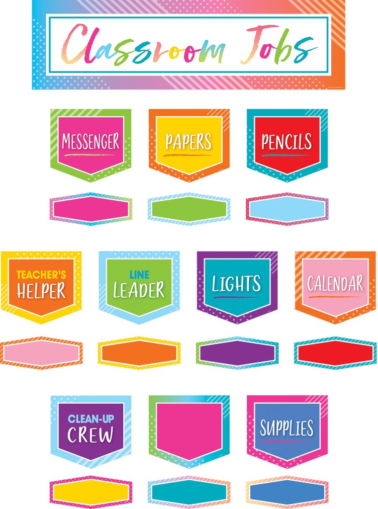 Colorful Vibes Classroom Jobs Mini Bulletin Board 21''x6''(53.3cmx15.2cm)(45pcs)