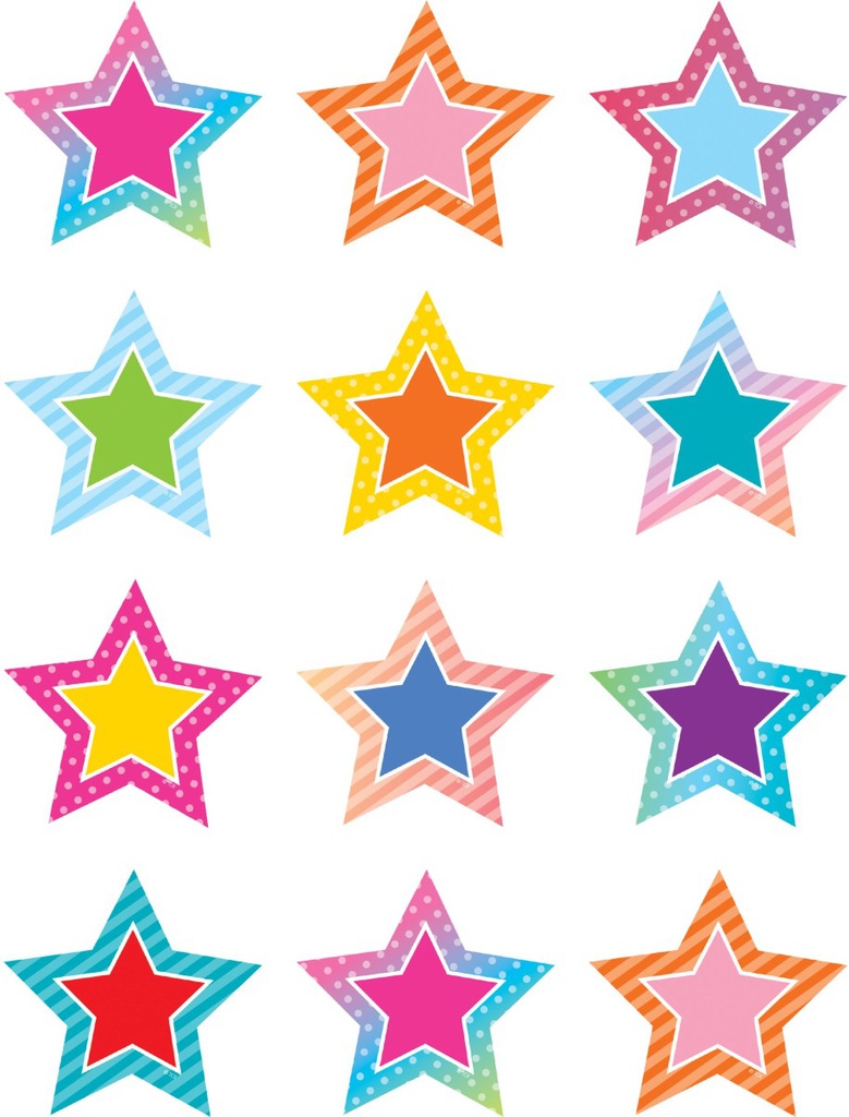 Colorful Vibes Stars Mini Accents 36/pack  3&quot; (7.5cm)