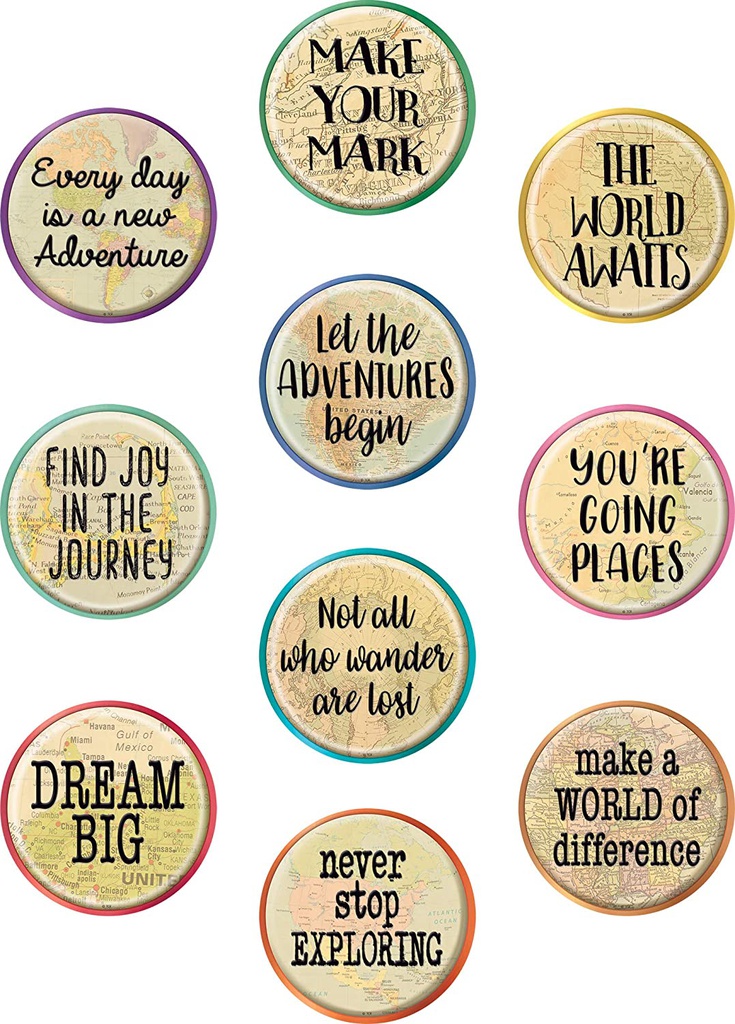 Travel the Map Positive Sayings Accents 6''(15.2cm) 30pcs
