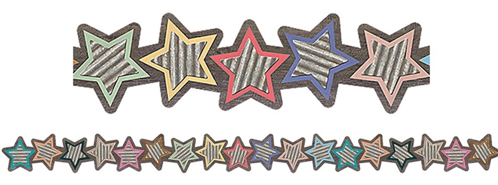 Home Sweet Classroom Stars Die-Cut Border Trim, 12strips 2.75''x35''(6.9cmx88..9cm), total (35'=10.6m)