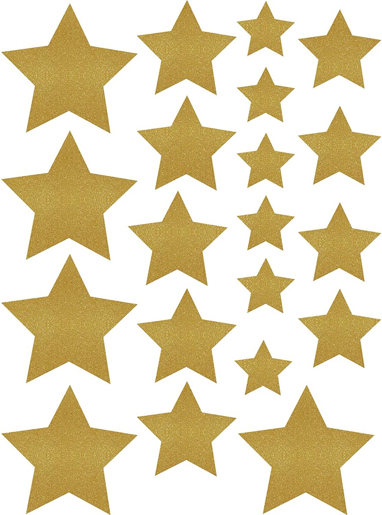 Gold Shimmer Stars Accents - Assorted Sizes ( 60 pcs) (15.2cm) 6&quot;x (10.1cm) 4&quot;x (8.8cm) 3.5&quot;, (6.3cm) 2.5&quot;
