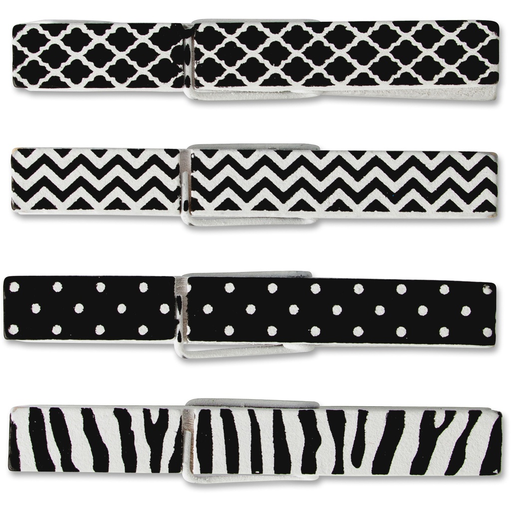 Black &amp; White Clothespins 4 designs (7.5)    (20 pcs.)