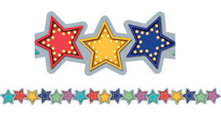 Marquee Stars Die-Cut Border Trim, 12strips 2.75''x35''(6.9cmx88.9cm), total (35'=10.6m)