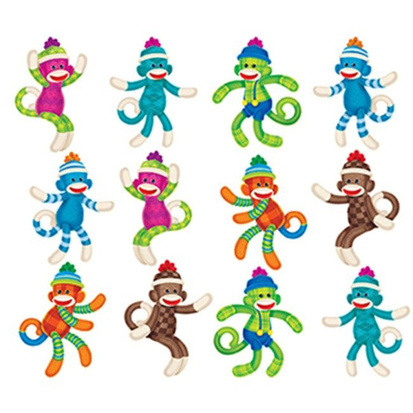 Sock Monkeys Patterns Mini Accent Variety pk 3''(7.5cm)  (36 pcs)
